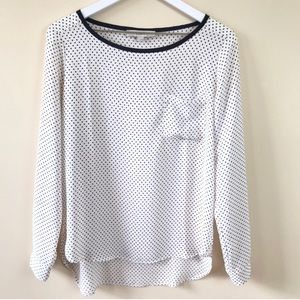LOFT White w/ Red Polka Dots Pocket Blouse
